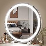 FENNIO 18 inch Large Vanity Mirror with Lights, Round LED Lighted Up Makeup Mirror, Large Makeup Mir