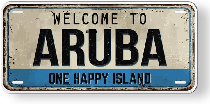 Welcome to Aruba One Happy Island Magnet for Car Fridge Locker Metal Door - 4.5"