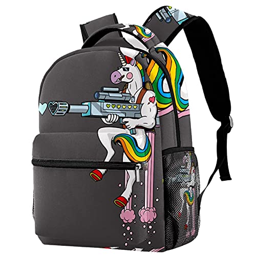 Sac à dos décontracté pour filles et garçons à motif licorne multicolore