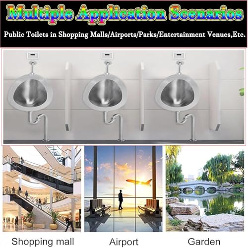 Urinario de acero inoxidable de pared con cisterna y sensor automatico para adultos 7