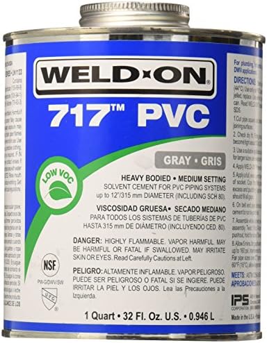 Weld-On 10145 717 PVC Solvent Cement, Gray, 1 Quart