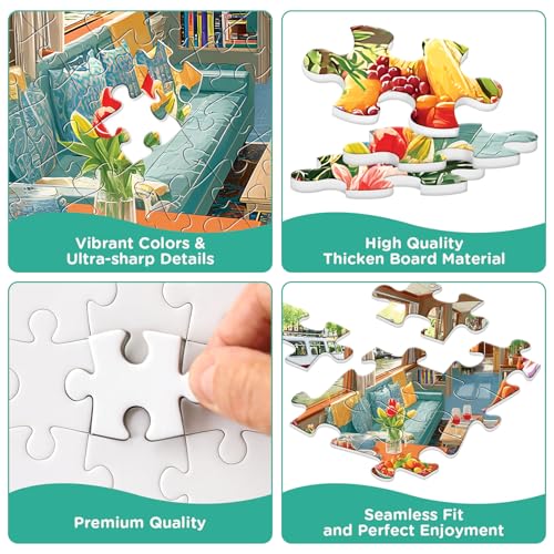 Puzzle de 500 piezas para adultos FaPtoo con imagen de interior acogedor de barco en canal, cartón reciclado ecológico miniatura 3