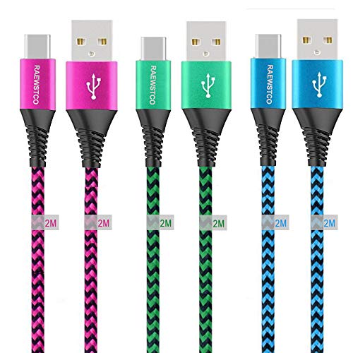 Octelect 3Pack 9Ft/6Ft/4Ft/3Ft/1Ft/ Nylon Braided Fast Charging Cable Aluminum Housing Compatible with Galaxy S10 S9 Note 9 8 S8 Plus,LG V30 V20 G6,P30/P20-Navy&Blue etc. (6FT)