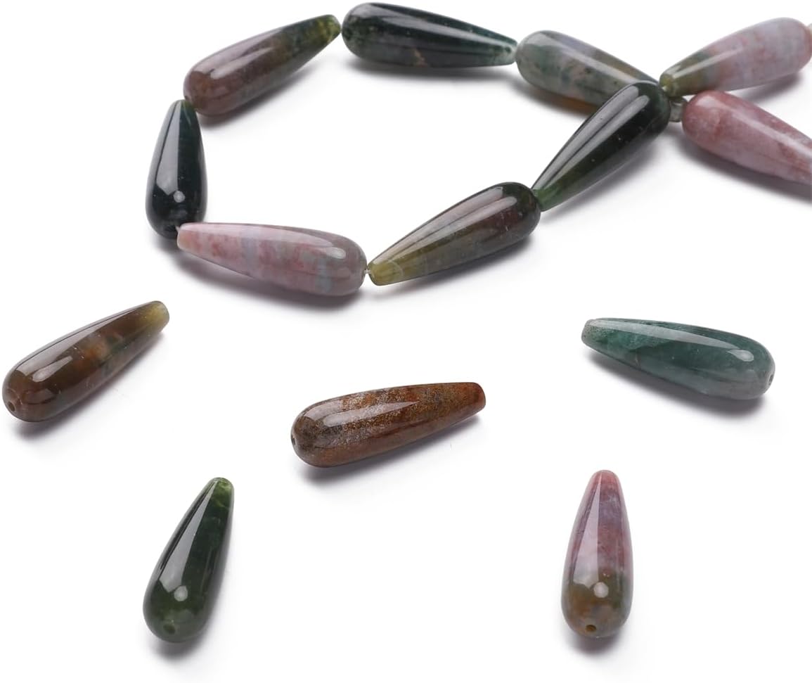 Natural Indian Agate Teardrop Stone Beads 10x30mm 12pcs Dangle Earring Charm for DIY Jewelry Making - Image 6