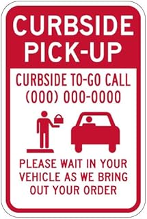 STOPSignsAndMore - Curbside Pick-Up Please Wait in Your Vehicle Sign - 12x18 (Red) - Reflective | Rust Free Aluminum