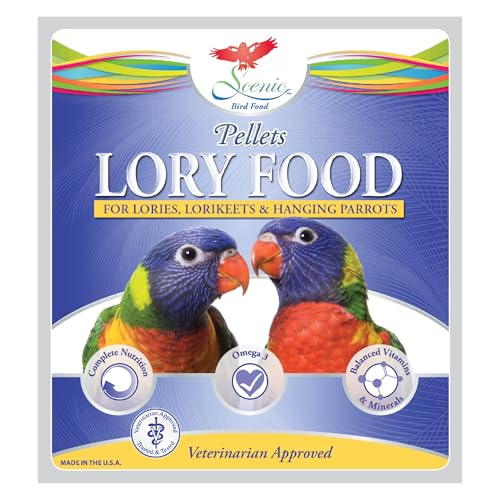 Scenic Lory Pellets Bird Food | Lories, Lorikeets, and Hanging Parrots | Formulated Diet | 2 LB