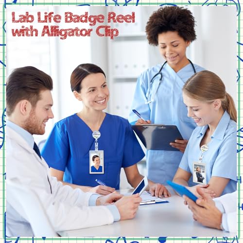 Spakon 24 Pcs Lab Week Gifts 2026 Lab Life Medical Laboratory Science Retractable Badge Reel with Alligator Clip for Laboratory Workers Scientists Nurses Doctors Graduates Supplies