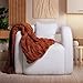 Luxury Concepts Soft Faux Rabbit Fur Throw Blanket - 50" x 60", Elegant Ruched Design Blanket, Machine Washable and Wrinkle Resistant, Lightweight Rust Throw Blanket for Couch, Sofa and Bed