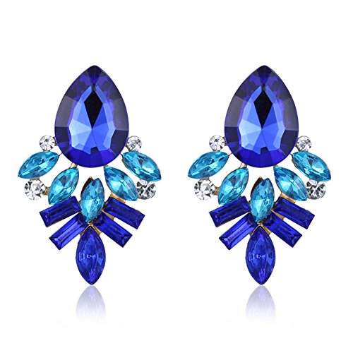Preisvergleich Produktbild Hacoly Ohrstecker Ohrringe Damen Mode Legierung Kristall Diamant Glitzernden Zirkon Stein Ohrschmuck Schmuck Geburtstag Geschenk für Mutter Freundin Tochter - Blau
