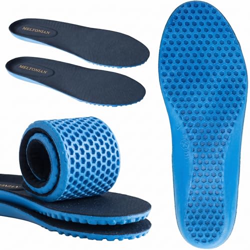 Meltonian Player, Contour PU Foam Insoles for Men and Women – Soft Cushioned Replacement Trimmable Shoe Inserts with Honeycomb Shock Absorption, Breathable Top Cover, 11/12 Men