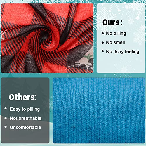 Eurzom 4 Pieces Christmas Loop Scarf Soft for Women Girls Lightweight Plaid Sheer Print Santa Snowflake Scarf Gift for Christmas Decor Winter4