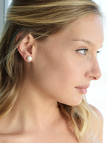 Mariell Ivory Freshwater Pearl Stud Clip On Earring For Women, 9Mm, Non-Pierced Earring Mother's Day Gift #TOP1