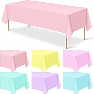 12Pcs Plastic Pastel Color Tablecloths,Assorted Color Table Cloth Dispos...
