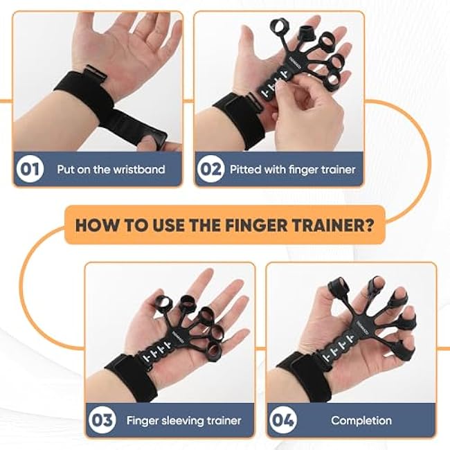 Grip Strength Trainer Finger Strengthener-Hand Gripper Strengthener 8 Resistant Level Finger Exerciser for Therapy,Relieve Pain Arthritis