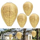 4 unidades falsas de nido de avispa, aerosol antiavispas, trampa para avispas, nido de avispa falso resistente al agua y a la intemperie, para colgar resistente a la humedad falsa nido de avispa para