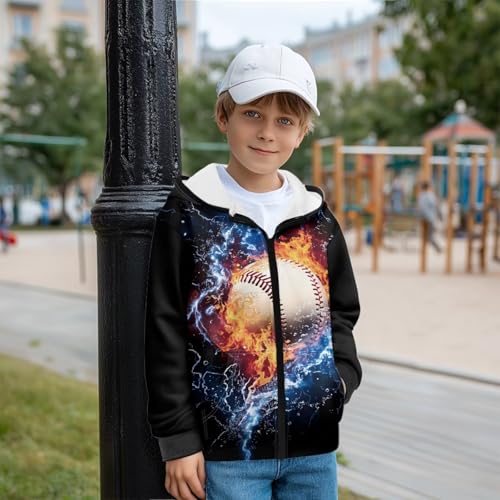 Boys Fleece Jacket Full Zip Up Thermal Lined Hooded Jacket for Kids 5-12 with Pockets Fall Soft Polar Fleece Coat2