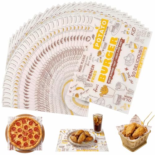 200 Blatt Käsepapier, 36 x 26cm Wachspapier für Lebensmittel, Food Grade Burger Papier Brotpapier Sandwichpapier Cheese Paper Wrap Paper, Fettdichtes Lebensmittelpapier für Burger, Sandwich, Pommes