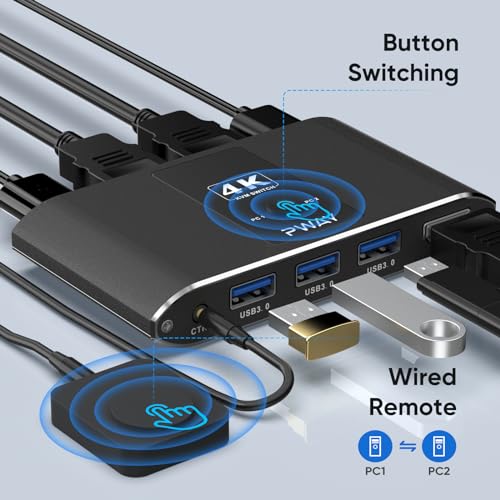 Bdffly S7235H Usb3.0 Switch Hdmi Kvm Switch 1 Monitors 2 Computers thumb #3