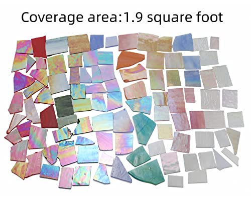 Lanyani Iridescent Stained Glass Pieces For Crafts And Decoration,Variety Irregular Broken Stained Glass Mosaic Tile Scraps,1Kg/35Oz Pack #TOP2