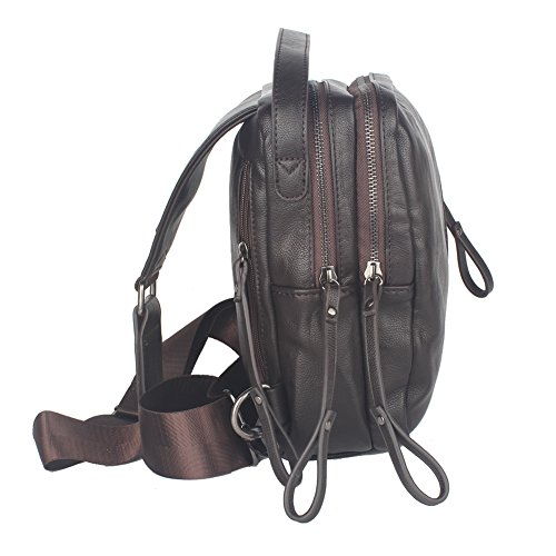 Innturt Faux Leather Sling Chest Bag Multi-Function Outdoor Bag Brown #TOP3