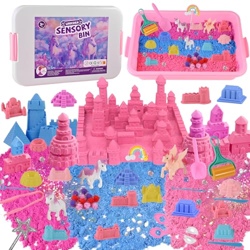 Faburo 48Pcs Unicorn Sensory Bin Sand Kit Toy for Toddler Girls 3 Unicorns by Faburo - Used condition - US$20.89