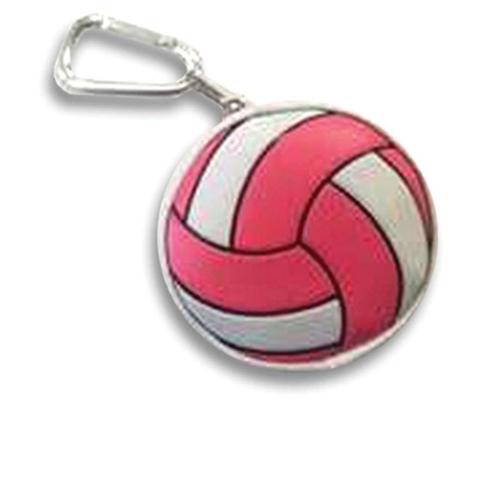 Tandem Sport Volleyball Coin Purse - White & Pink Volleyball Themed Wallet with Zipper Closure - Volleyball Gift Ideas - Gifts for Volleyball Players