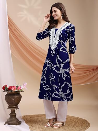 Image of EthnicJunction Women's Poly Rayon Bandhani Print A-line Kurta | Ethnic Kurta