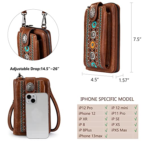Image of Montana West Western Crossbody Phone Wallet for Women RFID Blocking Wallet Purse with Cash Slots & Zipper Pocket