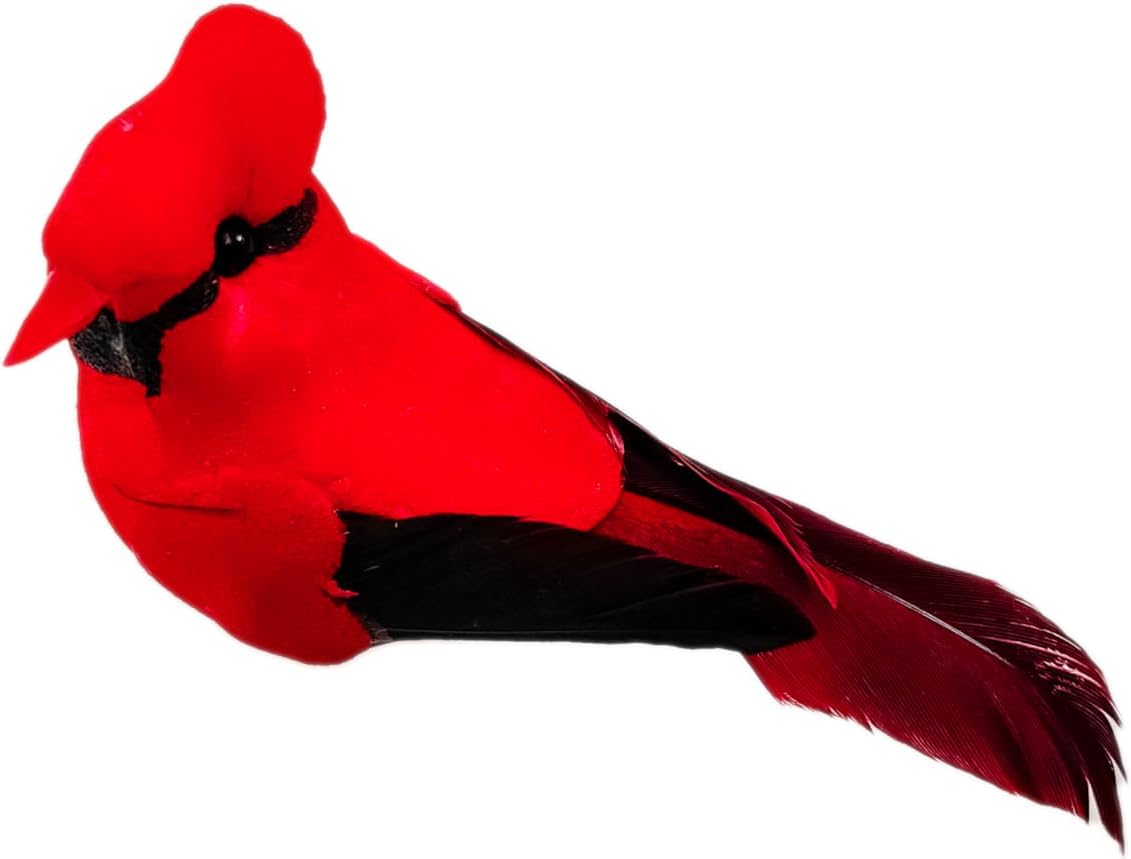 Cartanfill-Cardinal Clip On Christmas Tree Ornament Decorations, Set of 12, Red Feather Birds (Red D) - Image 5