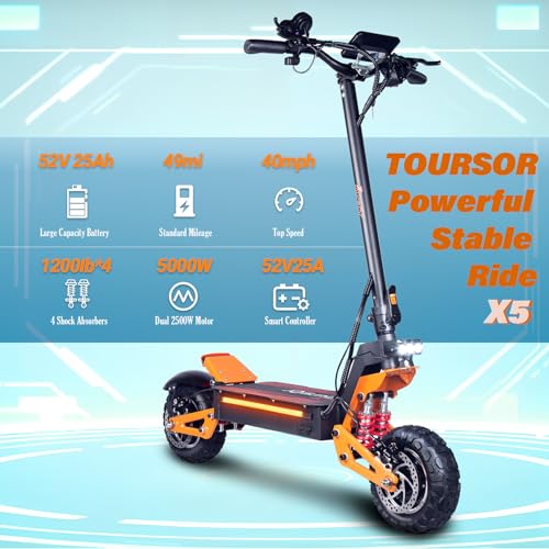 Toursor X5 Electric Scooter - 5000W Motor, 40 MPH Top Speed, 50 Mile Range - Image 2