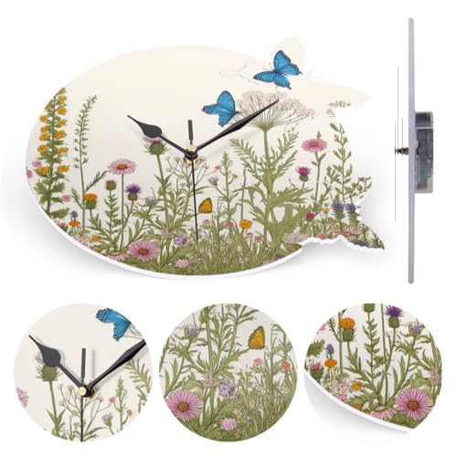 Reloj de Pared Silencioso Analógico con Diseño de Mariposas 9.8 Pulgadas miniatura 4