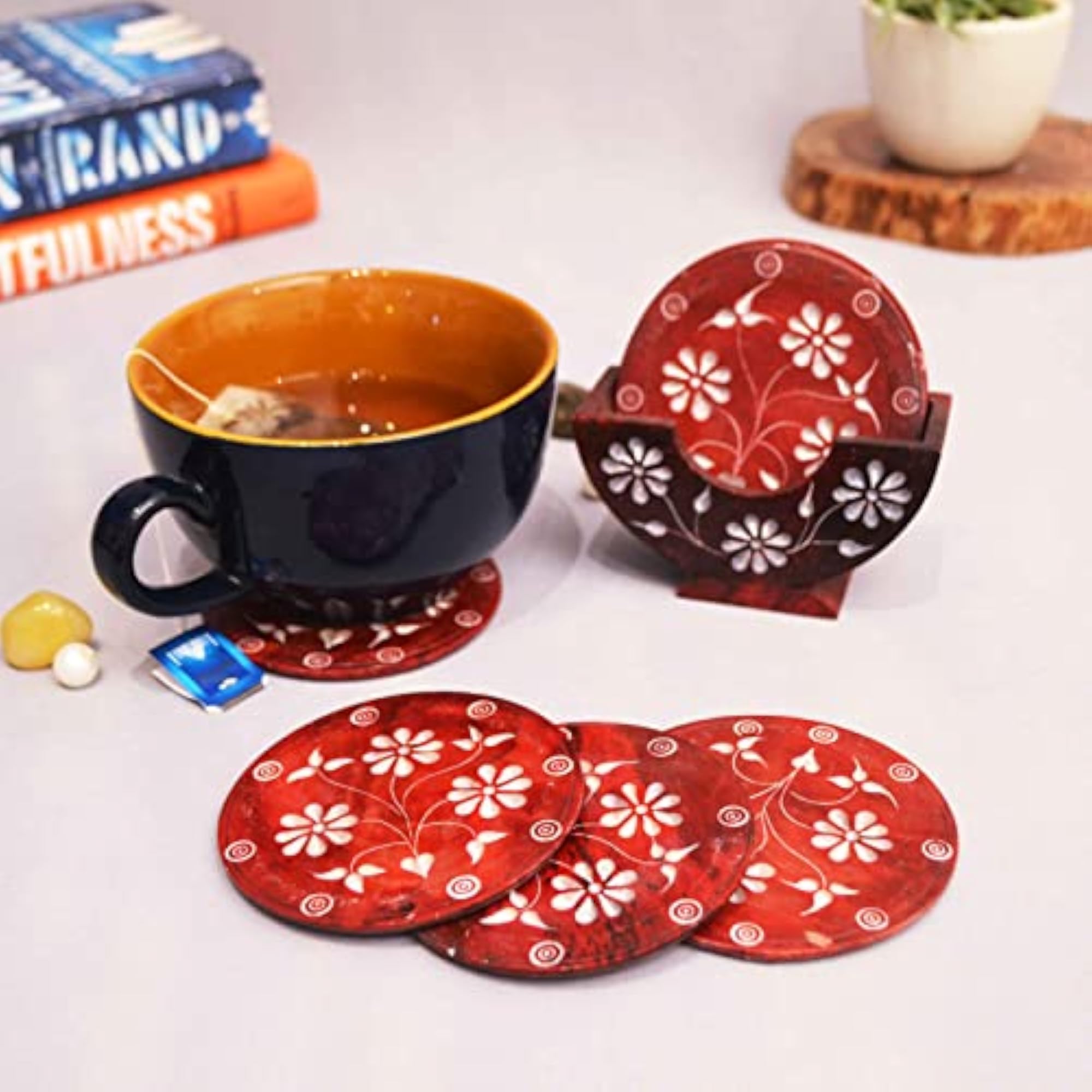 Raksha Bandhan Gift Hamper with Kundan Rakhi and Coasters