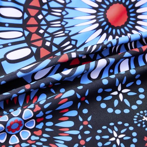 Image of Century Star Girls Swimsuit Two Piece Tankini Swimwear with Boyshort Bathing Suit for Kids Toddler Beach Swimsuits Blue Round Flower 14