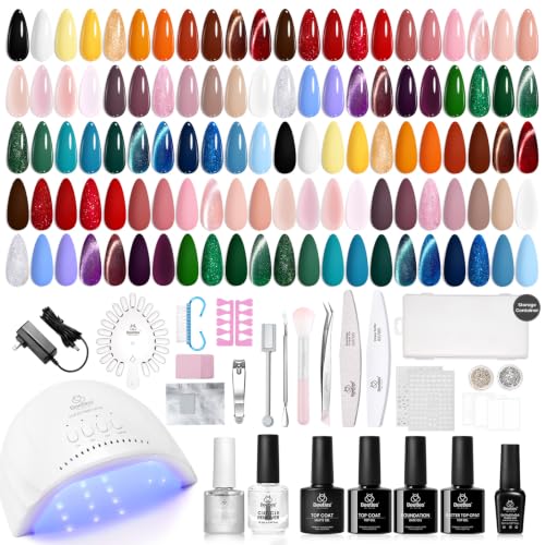 Beetles Gel Nail Polish Kit with U V Light- 88 PCS 55 Colors Gel Polish Set