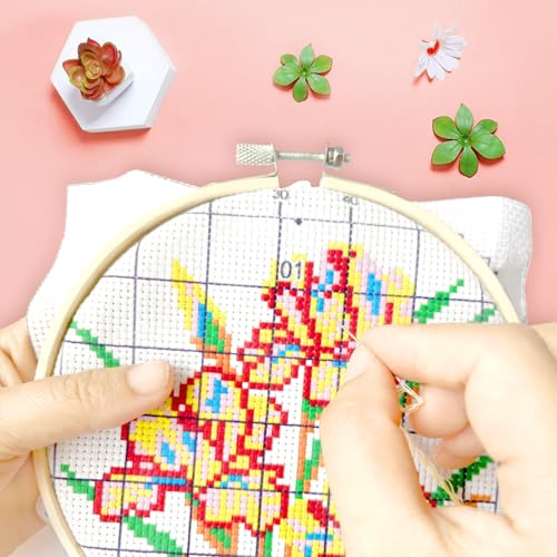 Image of Zhenqing Stamped Cross Stitch Kit,Floral Cross Stitch Designs,11count 7.87 * 7.87in,Counted Cross Stitch Kit,Simple and Easy to Embroider,Suitable for Beginners, Entry-Level kit-Iris (66252)