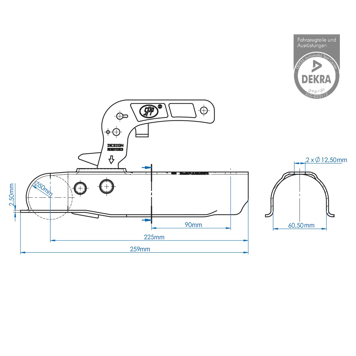ProPlus 341014 Tête d'Attelage Ronde, 60 mm Metal