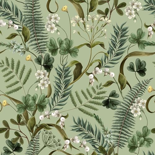 EaseStick Green Fern Wallpaper Peel and Stick Botanical Floral Wallpaper