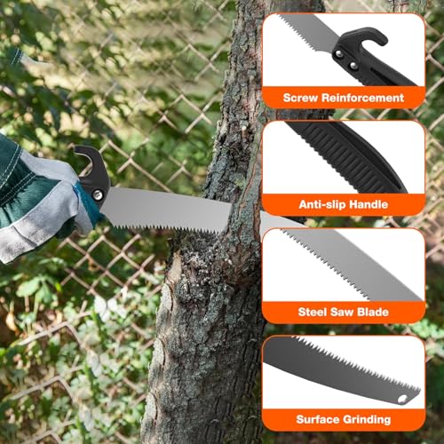 Image of AgiiMan 26FT Reach Pole Saws for Tree Trimming, Pole Saw with 5-20FT Telescoping Extension Pole, Pruning Saw with 19 inch 3X Detachable Saw, Non-Slip Handle, Tree Trimmer for Garden Palms Shrubs