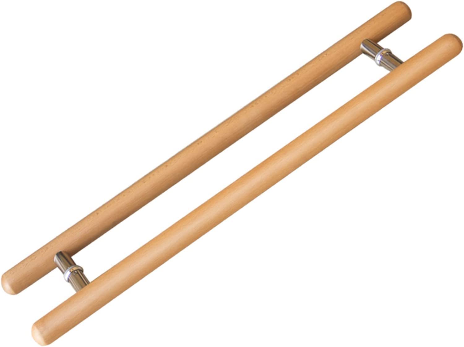Gthtuhfd Natural Barn Door Push Pull Door Handle Wood Door Pull Handle,Two Side Round Sliding Barn Door Handle Set Exterior Interior Glass Door Handle,-120Cm/47.2In