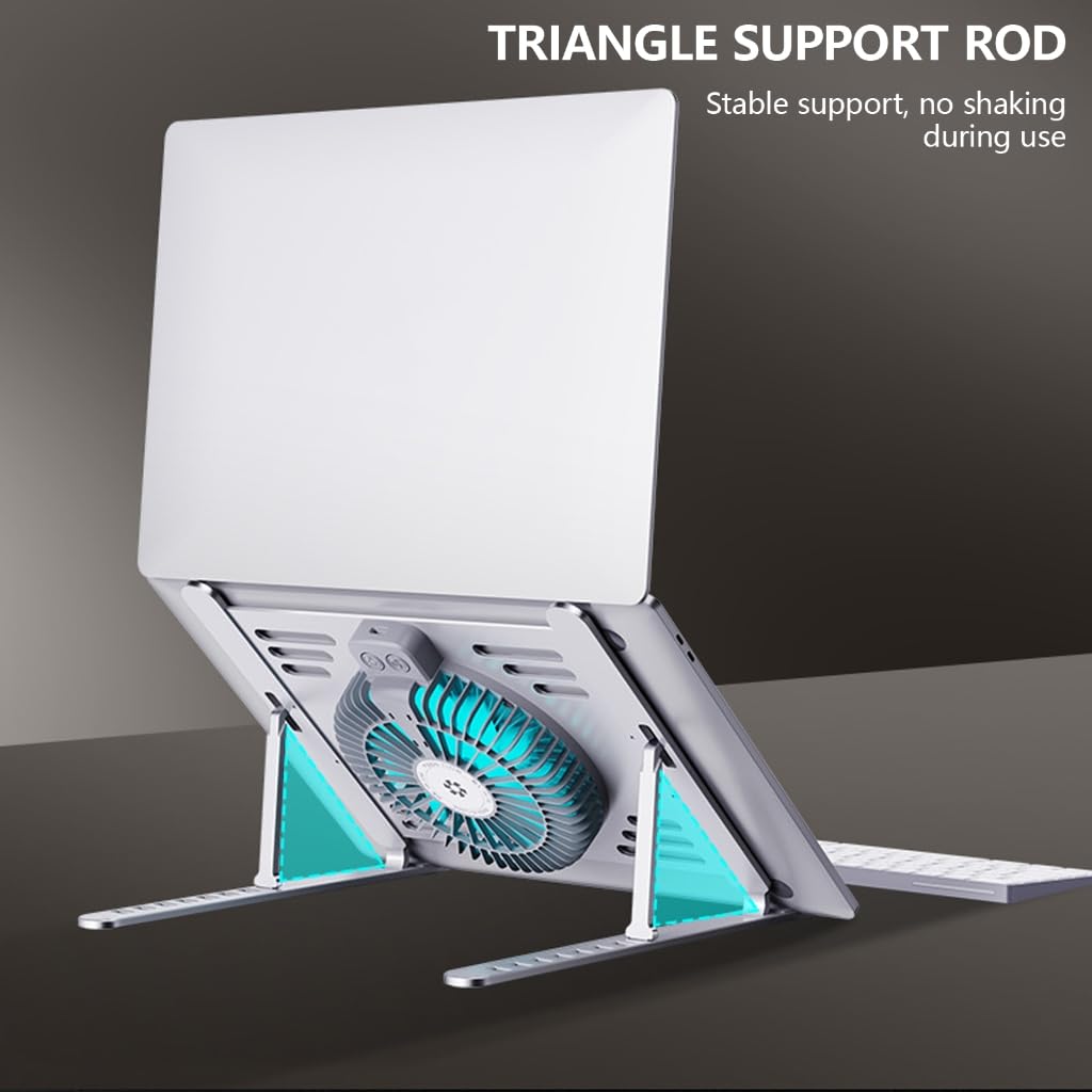Soporte de refrigeración de aluminio para laptop, almohadilla de refrigeración para portátil con altura ajustable, marco plegable, soporte elevador de alimentación USB