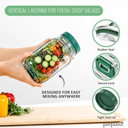 Image of Prepara Salad Set - Herbs n' Greens, Avocado Cool & Salad Pod | BPA-Free, Ideal for Meal Prep, Snacks & Salads, Multi-Function Prep Tools, Includes 2.5 oz Leakproof Dressing Capsule
