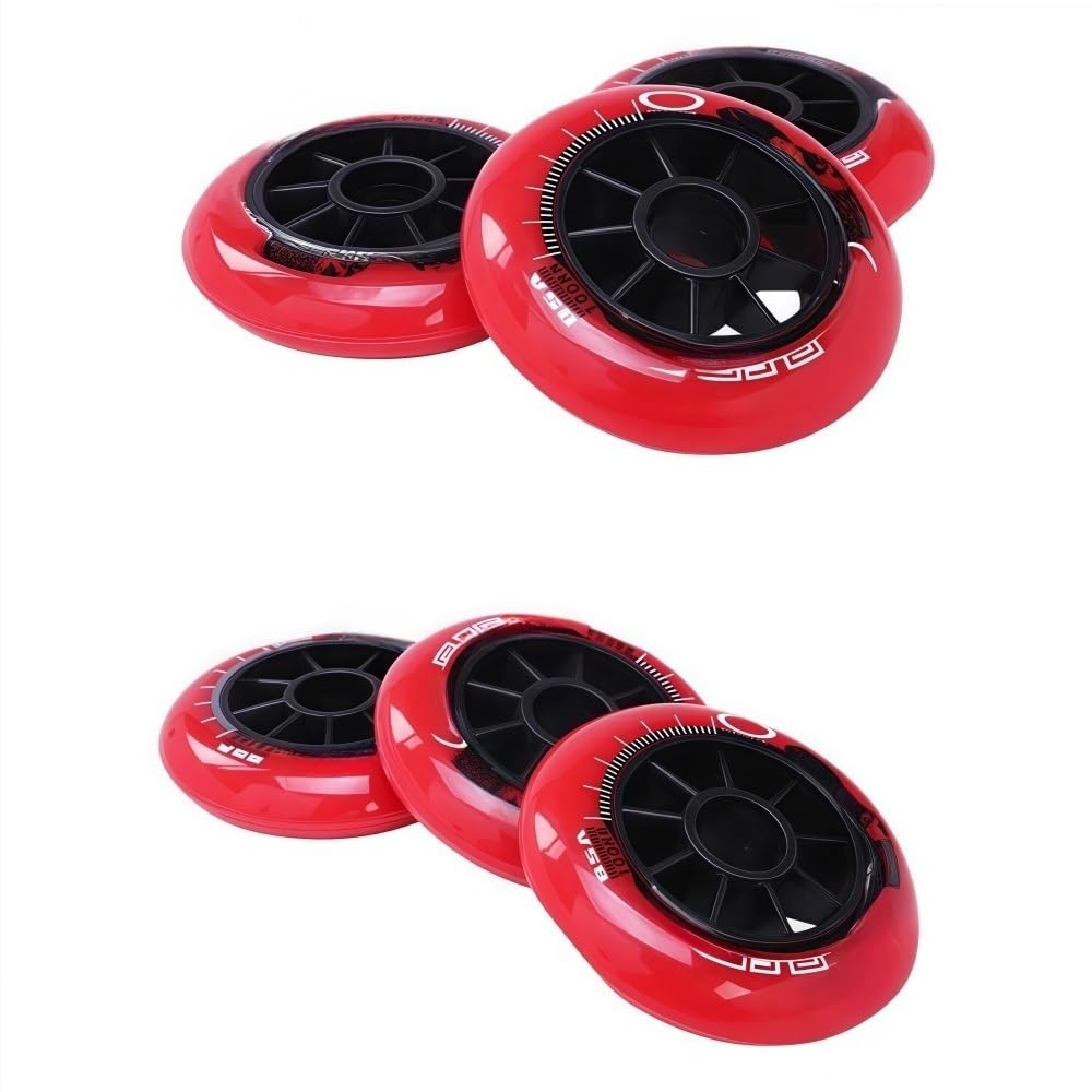 6er Pack Inline Skate Ersatzrollen Mit Lagern 85A PU Material Verschleißfest, leise Geschwindigkeit und Griffigkeit Geeignet für Asphalt und Beton(Schwarz,125mm)