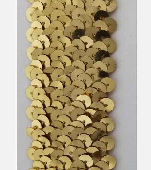 Generic 1 Pcs 1.5"" Gold Stretch Sequins Trim 8 Continuous Yards -Rk5