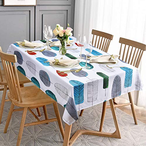 ASPMIZ Leaf Tablecloth, Colorful Leaves Table Cloth for Rectangle Tables, Simple Style Modern Waterproof Tablecloth for Kitchen Dining Room, Tablecloth Square 55” x 55”