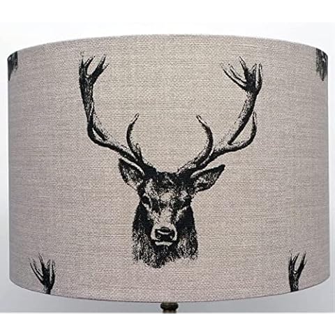 Handmade Charcoal Beige Stag Lampshade Cover