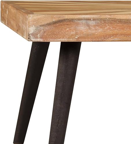 Miniatura 4 de vidaXL Mesa de centro en madera maciza de mango, mesa rectangular para sala de estar en madera dura resistente, diseño de grano de madera marrón