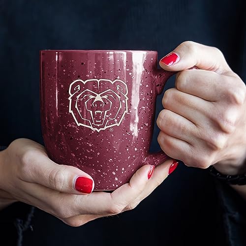 Image of Rico Industries NCAA Missouri State Bears Maroon Personalized 16 oz Team Color Laser Engraved Speckled Ceramic Coffee Mug
