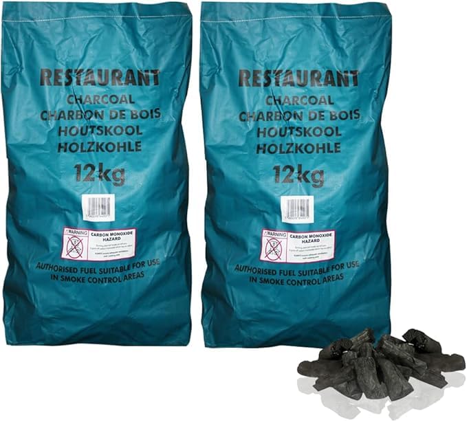 The Charcoal Chefs 12KG X2 of Premium Grade Large Lumpwood Restaurant Cooking Charcoal (140L)