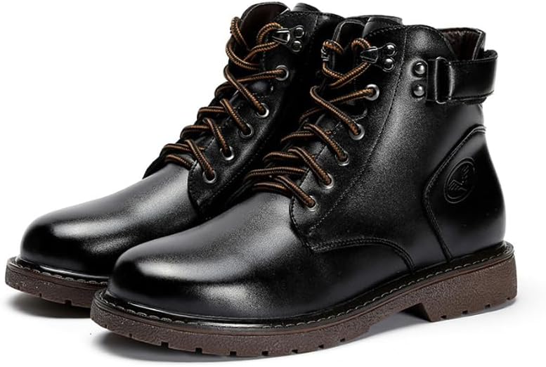 MGGMOKAY Men's Leather Boots Motorcycle Fashion Boots for Men Lace Up Chukka Boots Casual Boot - Image 4