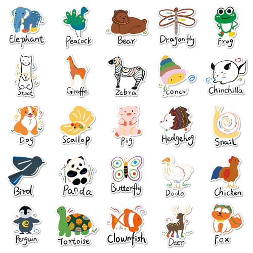 Cute Animals Vinyl Stickers, 50 PCS Waterproof Illustrated Animal Decals for Laptops Scrapbooking, Journals, Notebooks - Image 2